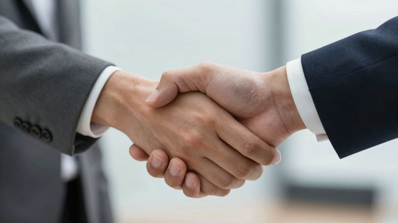 Handshake symbolizing a licensing agreement.