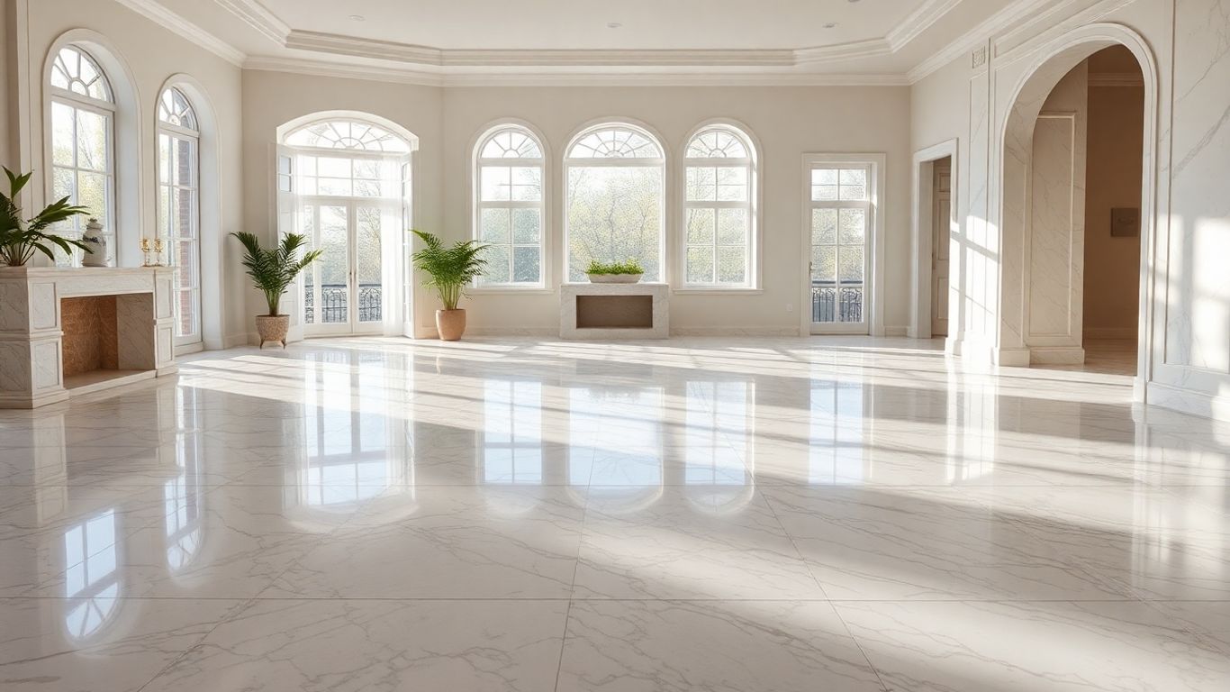 Elegant 24x24 marble floor tiles in a modern room.