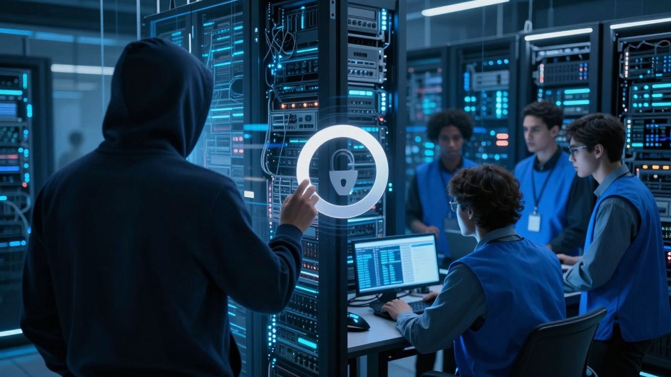 Red and blue teams merging for cybersecurity.