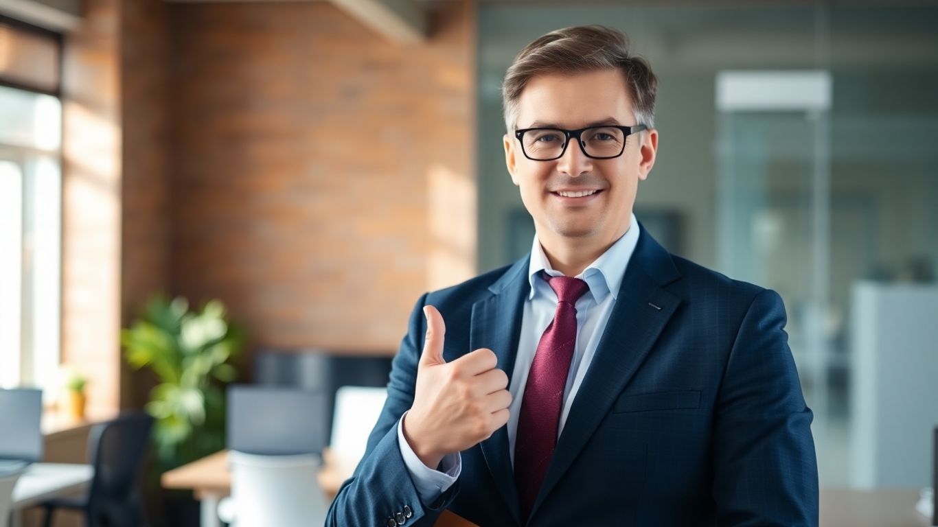 Administrator making a confident decision in an office.