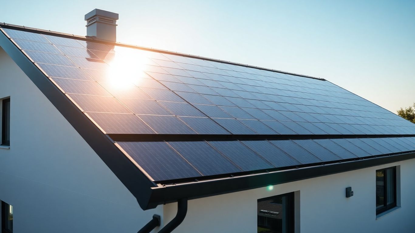 Maison avec des tuiles solaires modernes et élégantes.