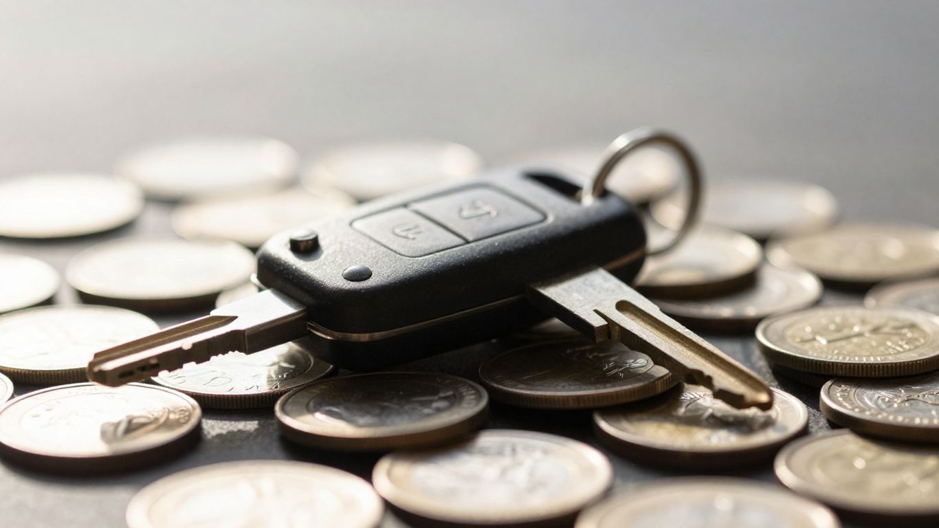 Chave de carro e moedas