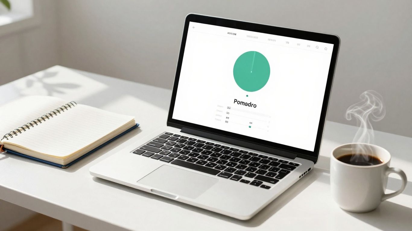 Pomodoro timer on a laptop screen