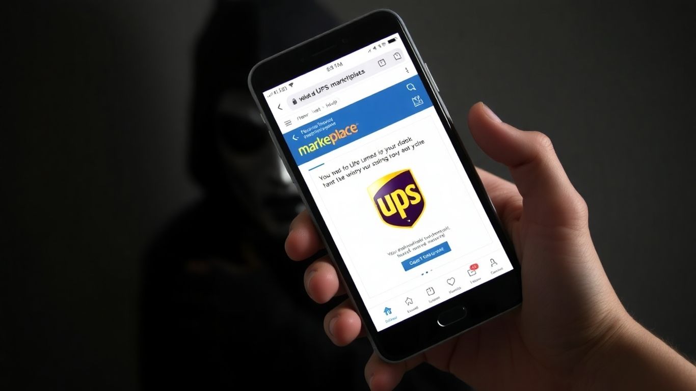 Arnaque UPS sur Facebook Marketplace, personne inquiète.