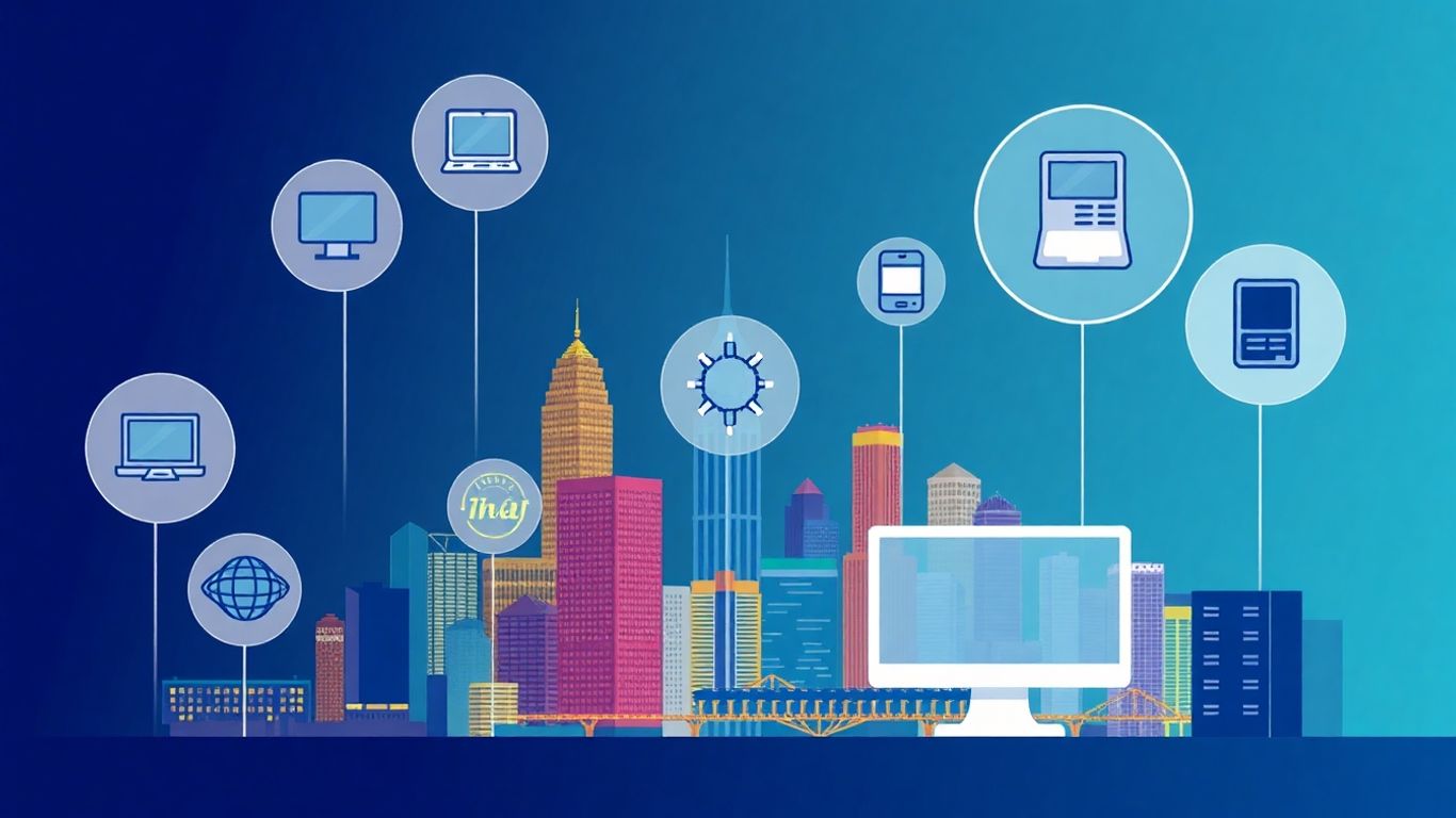 Atlanta skyline with IT icons and career growth