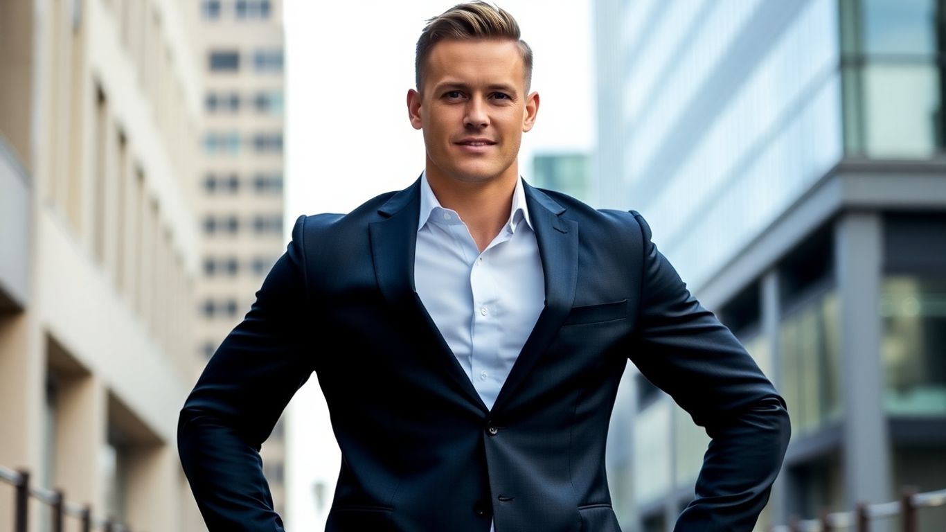 Man in tailored suit for Salt Lake City event.