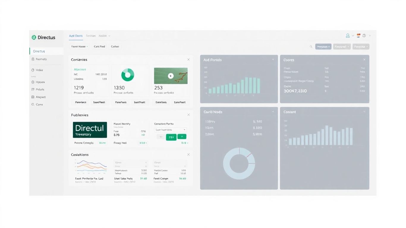 Directus CMS platform interface with data modules and content tools.