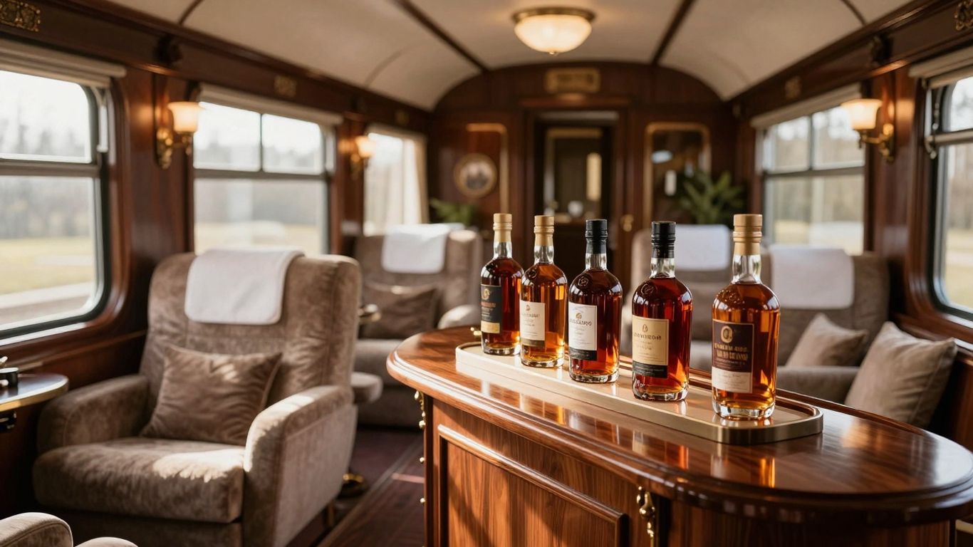 Luxury train carriage with whisky tasting and spa.