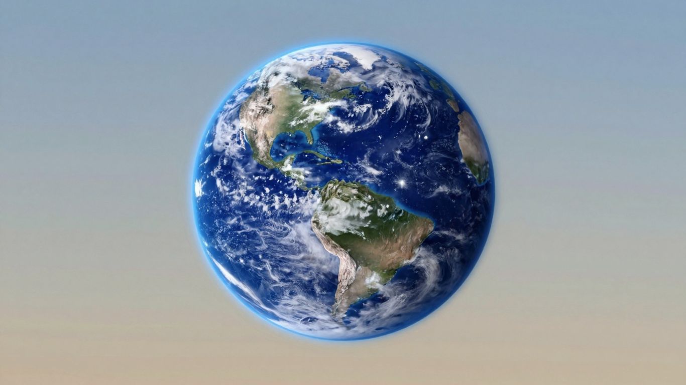 Terre vue de l'espace avec sa couche d'ozone protectrice.