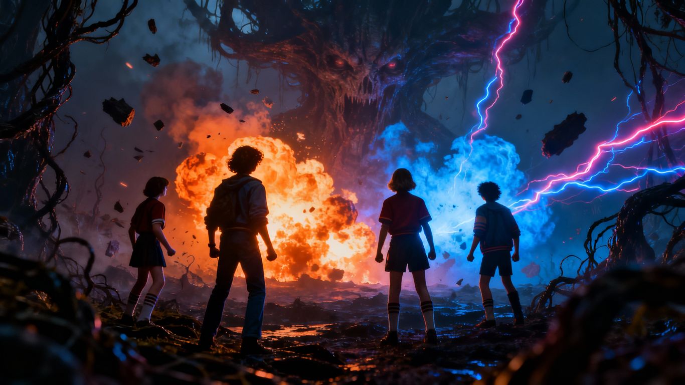 Stranger Things Season 5 Volume 2 epic series finale battle scene.