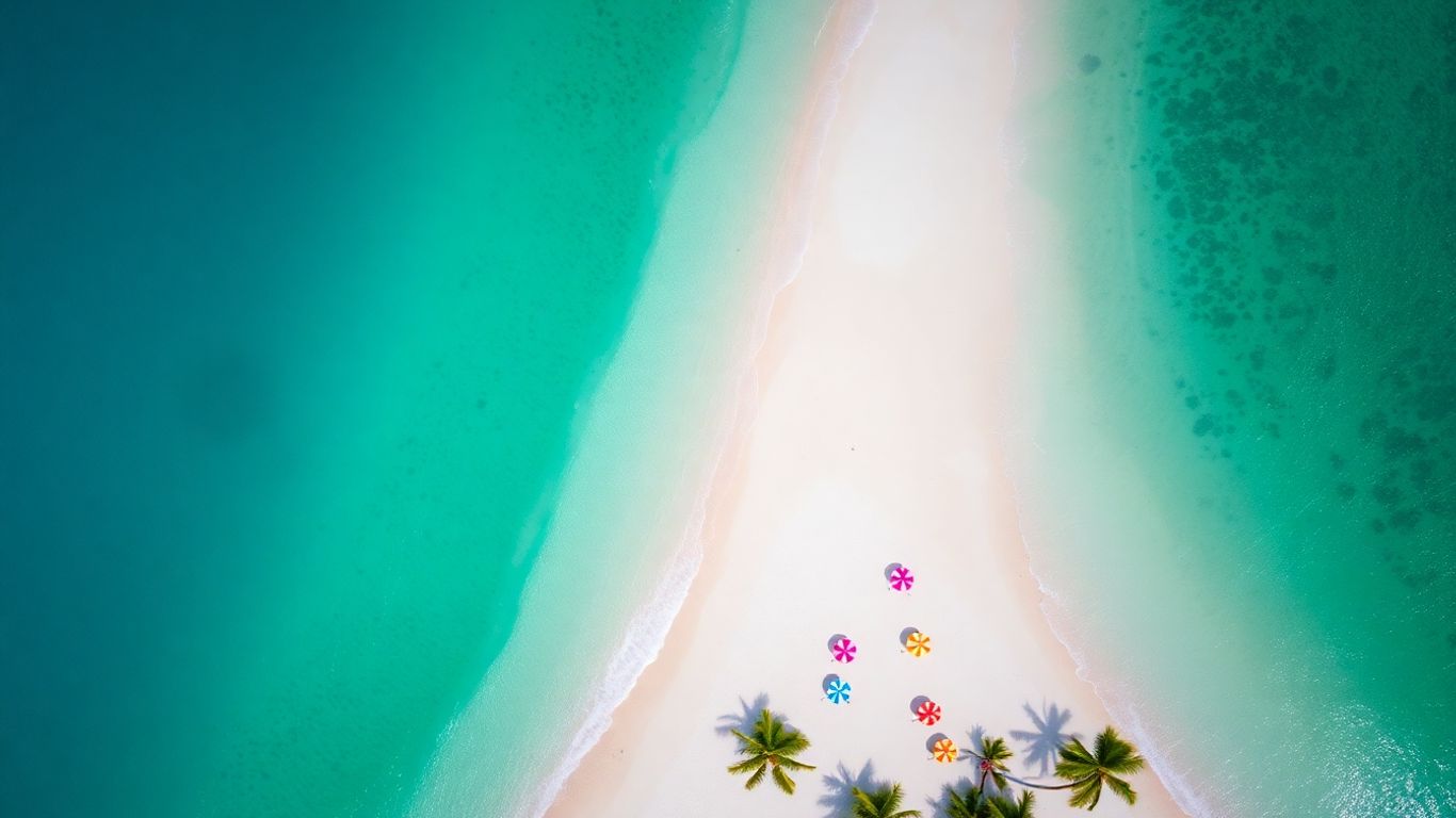 Turquoise waters meet white sand beach in Mexico.