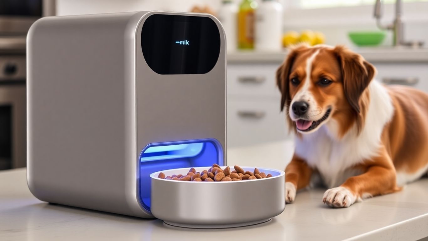 Smart pet feeder with cooling dispensing food for a pet.