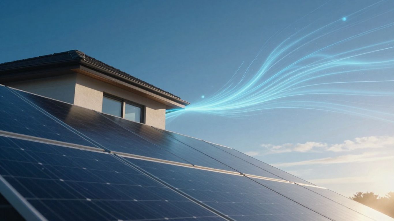 Panneaux solaires sur un toit avec une maison