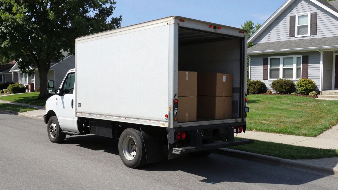 Moving truck and house in Kenmore, NY.