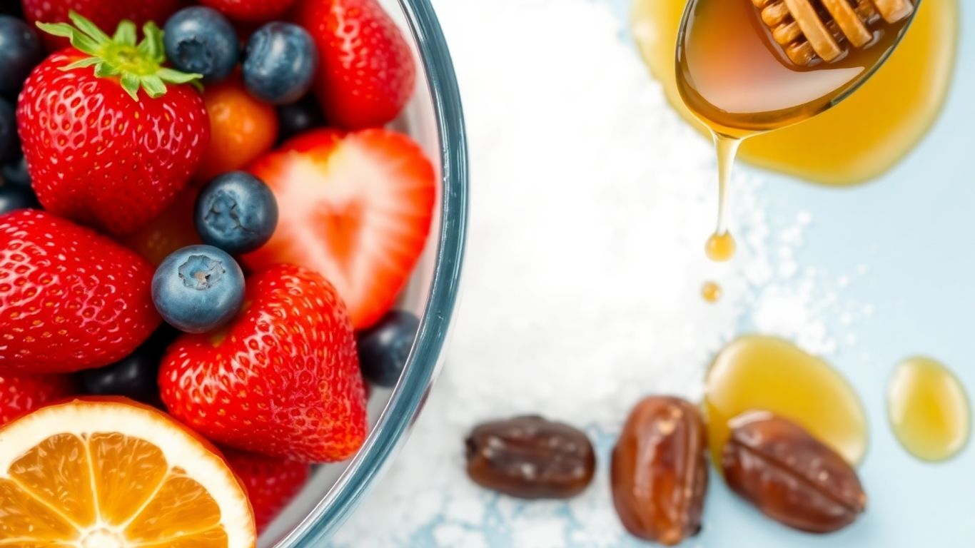 Zahăr rafinat versus fructe proaspete și miere.