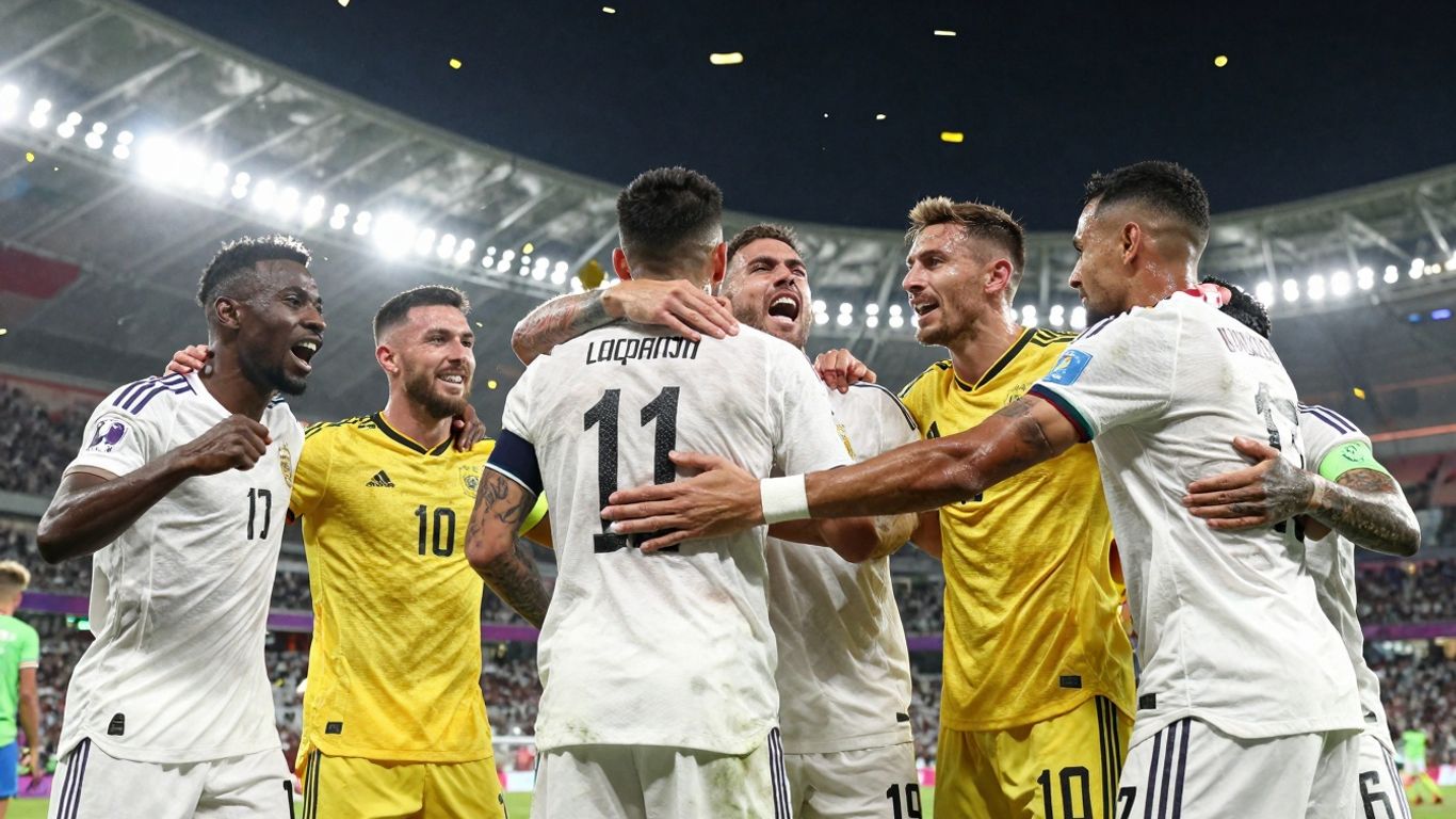 Jucători brazilieni și germani sărbătoresc victoria la Cupa Mondială.