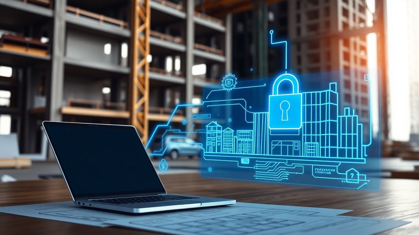 Secure digital data streams protecting construction finances from fraud.