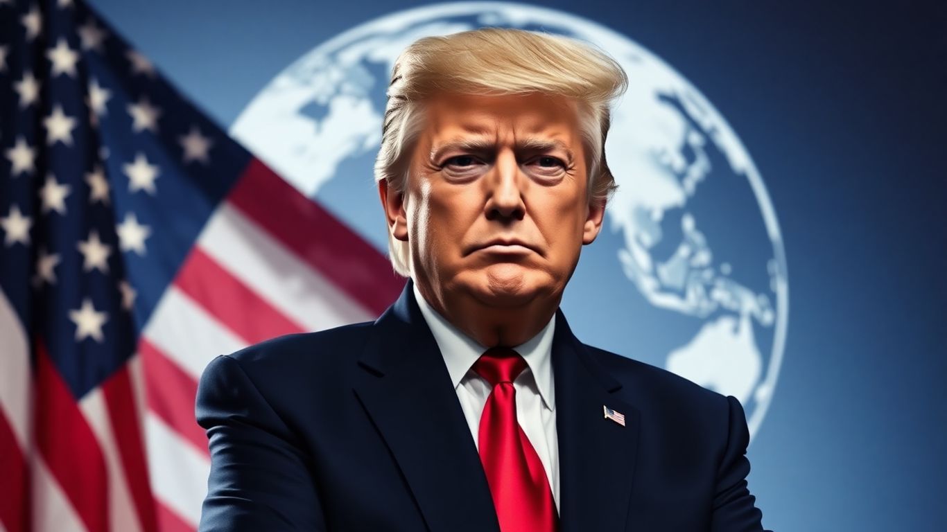 Donald Trump with American flag and globe