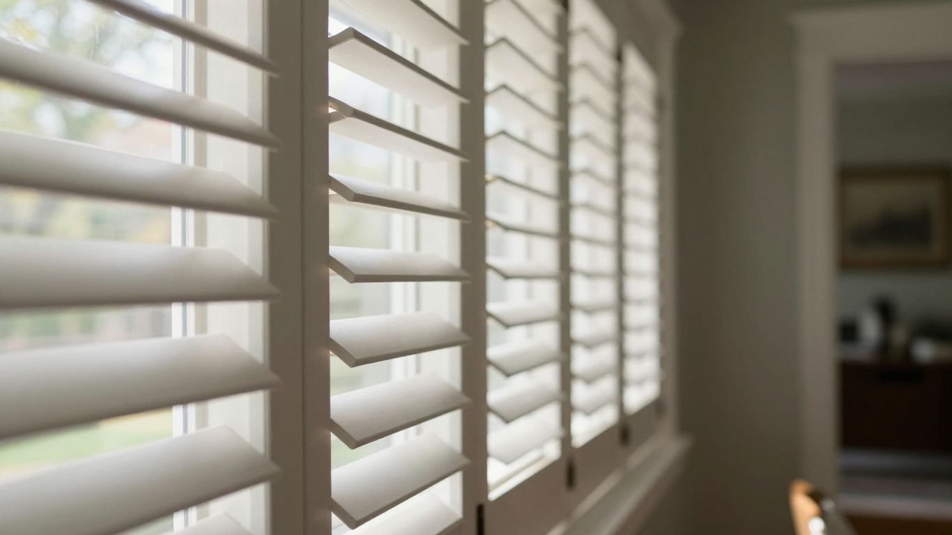 Interior shutters installed on a Mooresville home window.