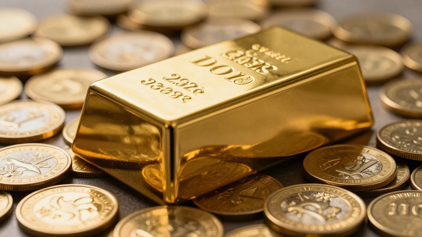 Gold bars and gold coins
