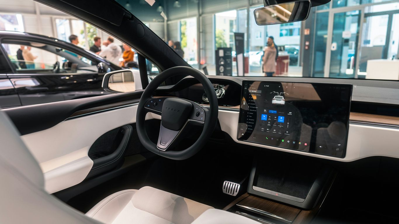 The interior of a car with a touch screen