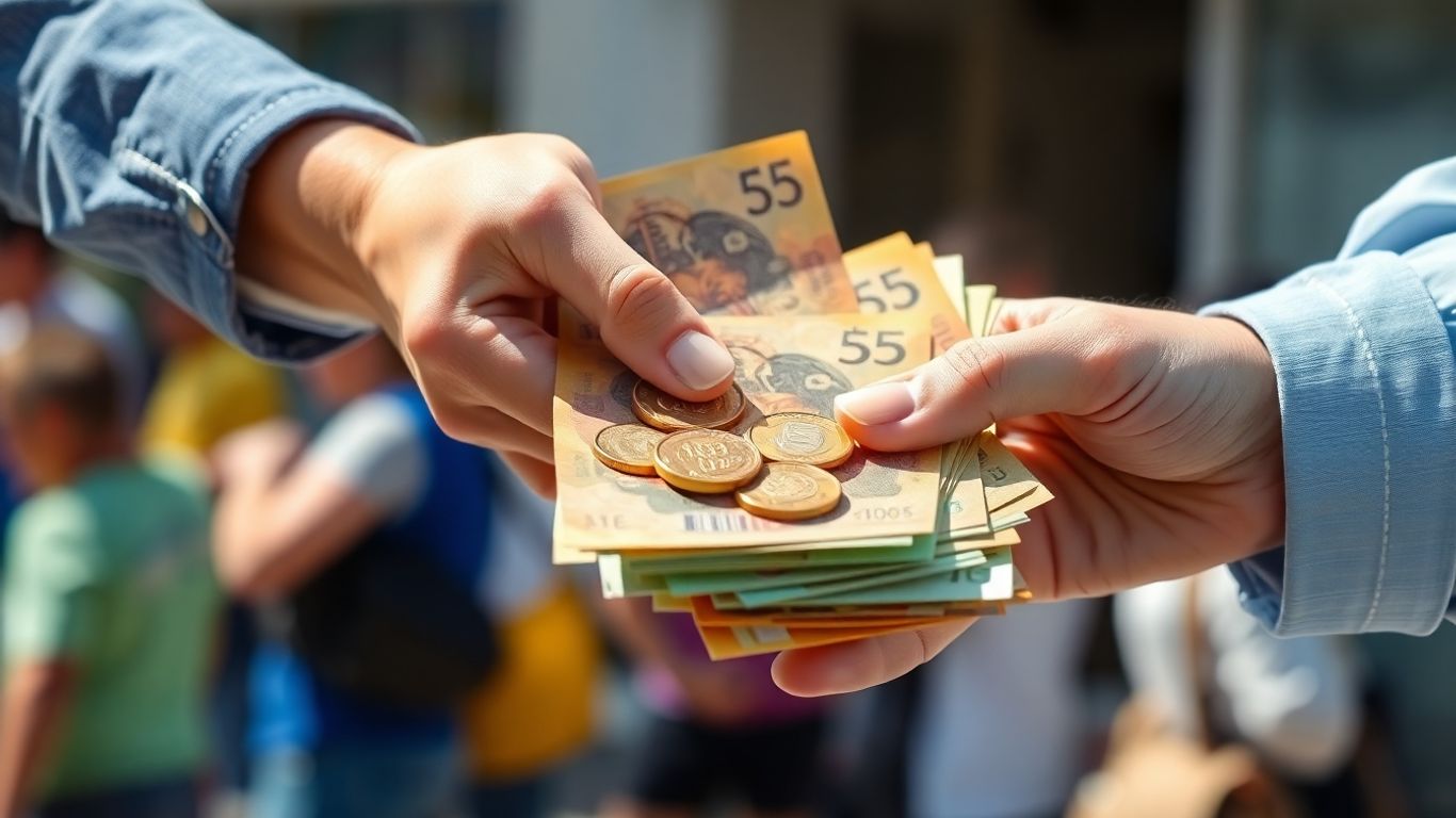 Australian cash changing hands for immediate payment.