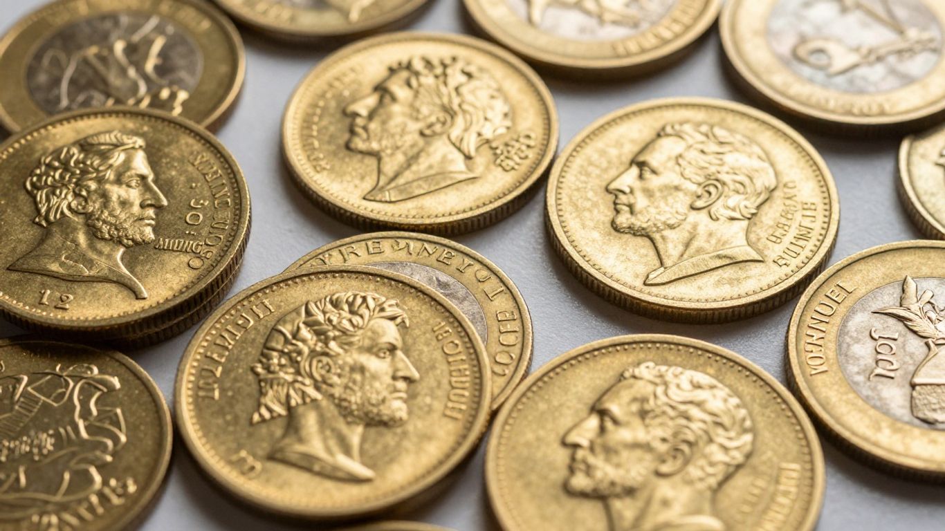 Various gold coins with different purities