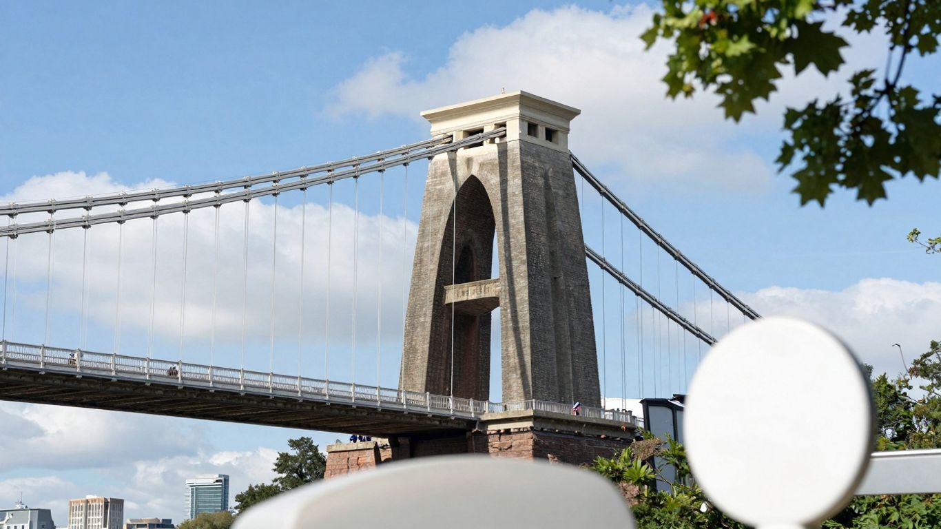 Clifton Suspension Bridge, Bristol skyline, sunny day