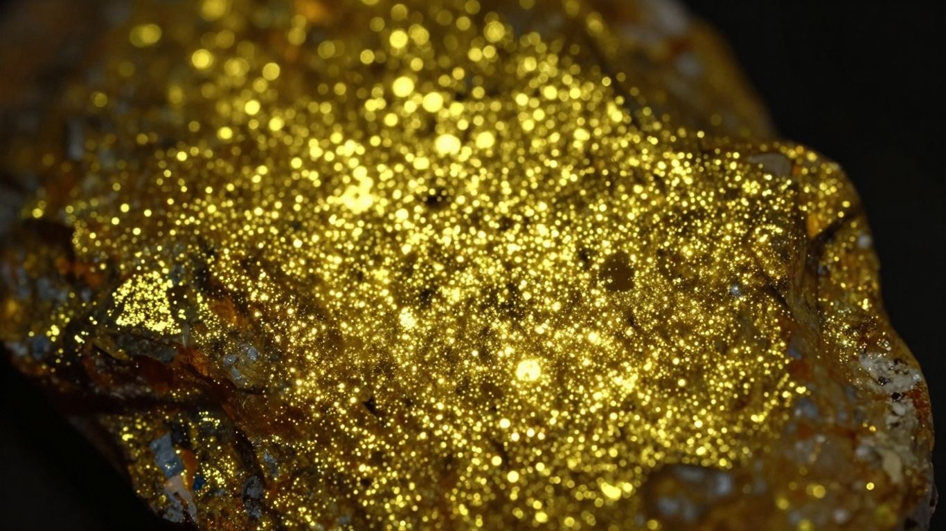 Or brillant sous lumière UV, texture minérale subtile.