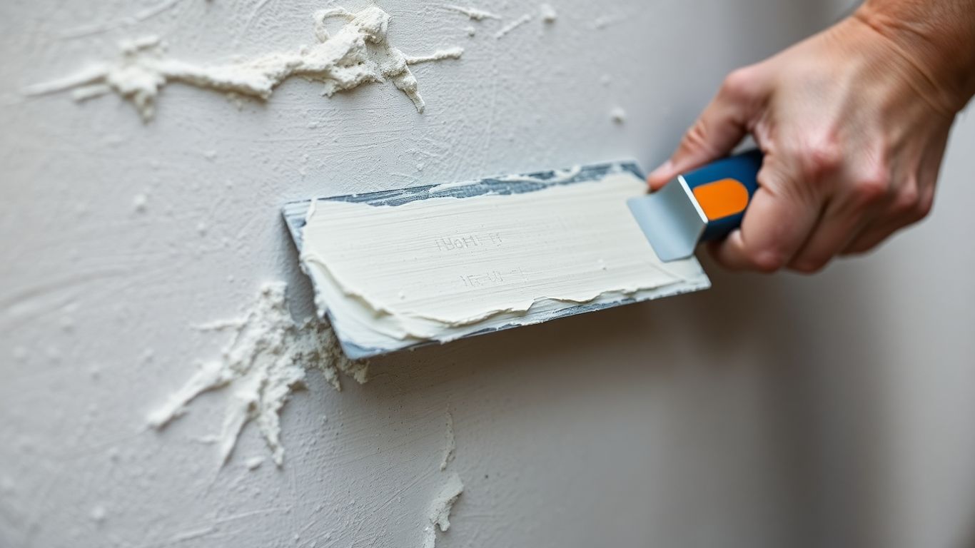 Plasterer smoothing a wall with a trowel.