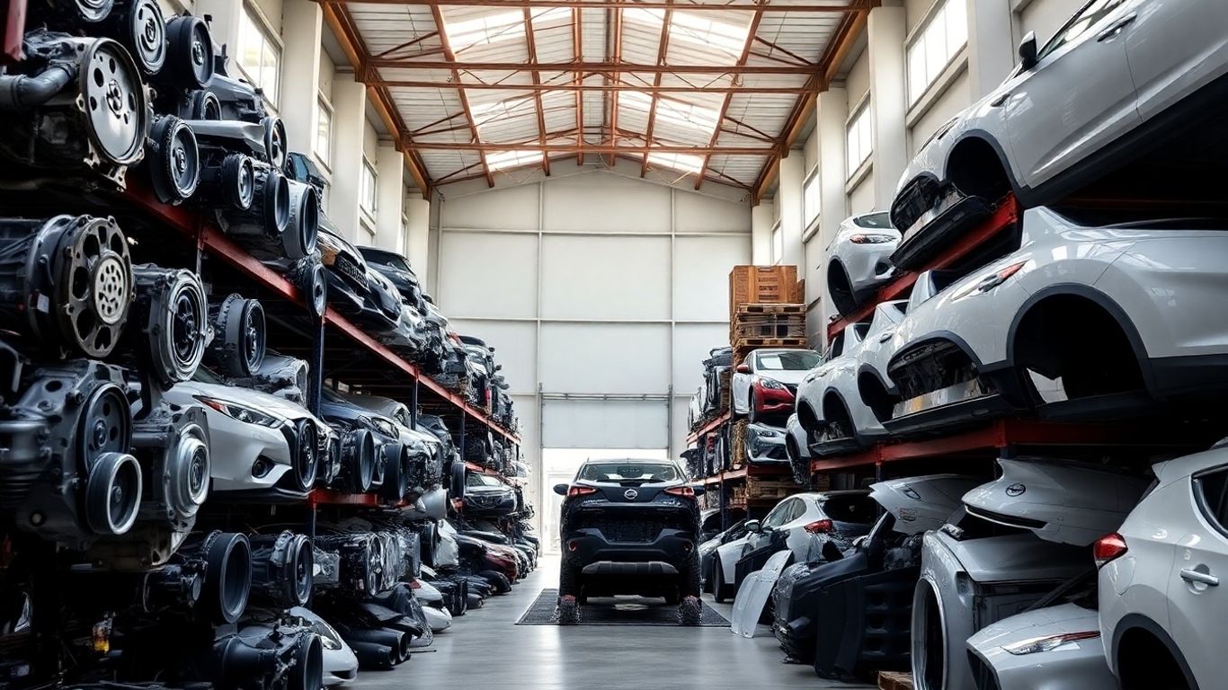 Nissan SUV parts in a warehouse