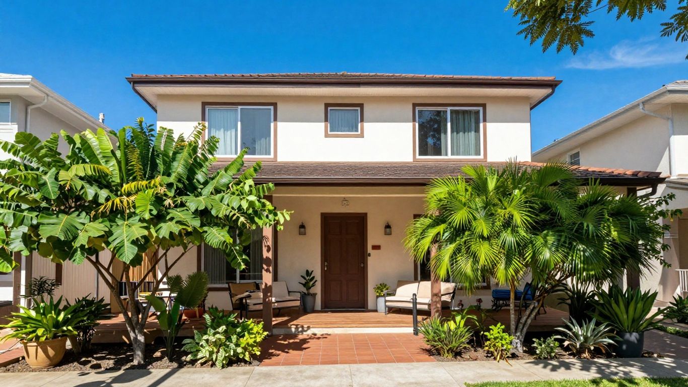 Successful Airbnb property with green plants and outdoor seating.