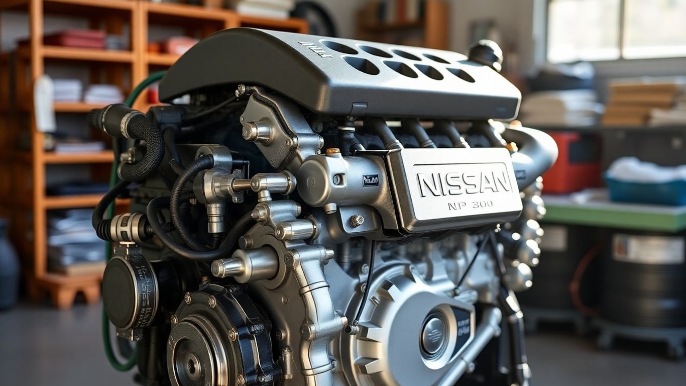 Nissan Navara NP300 engine in a workshop setting.
