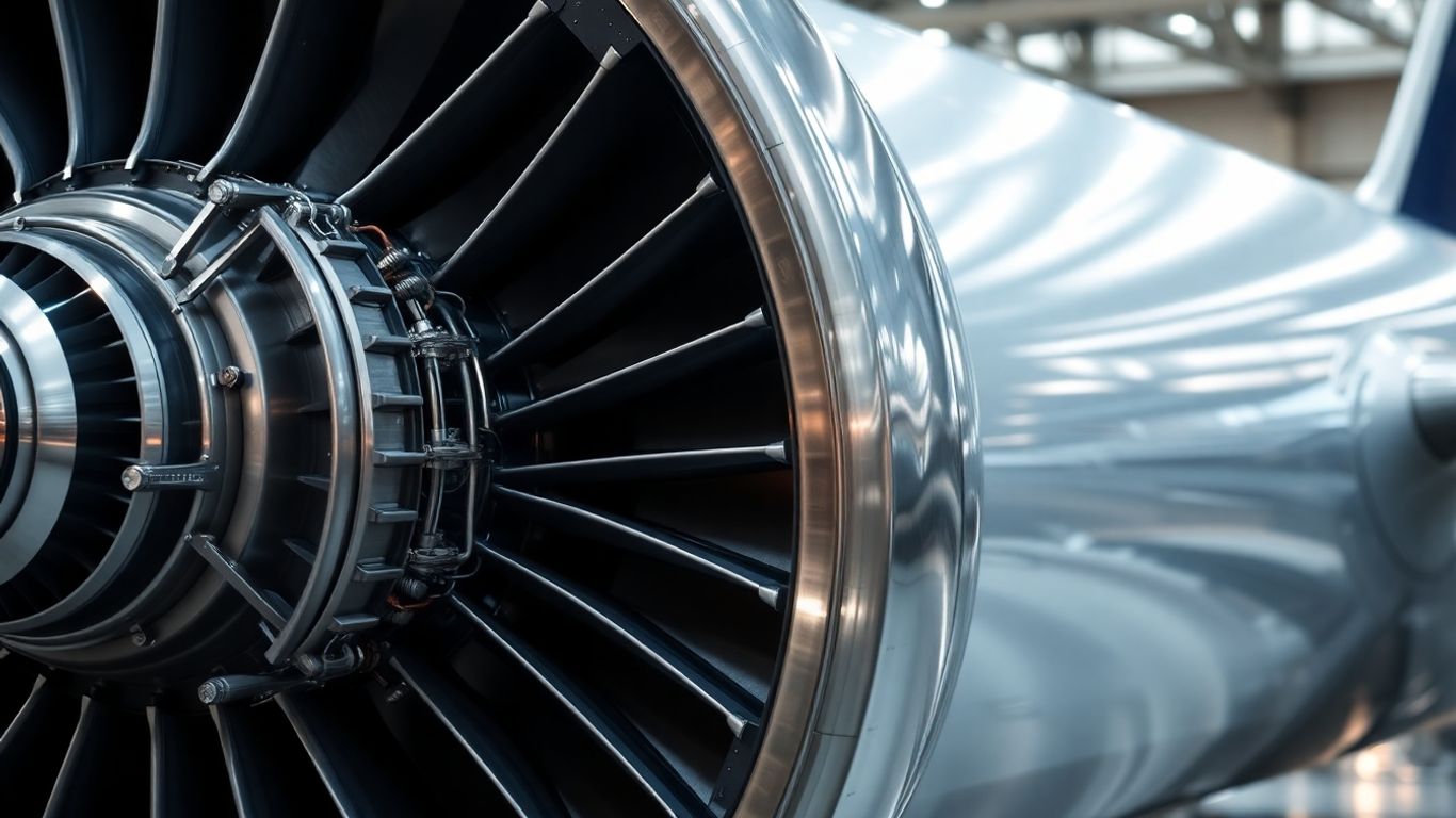Rolls-Royce jet engine close-up, powerful engineering