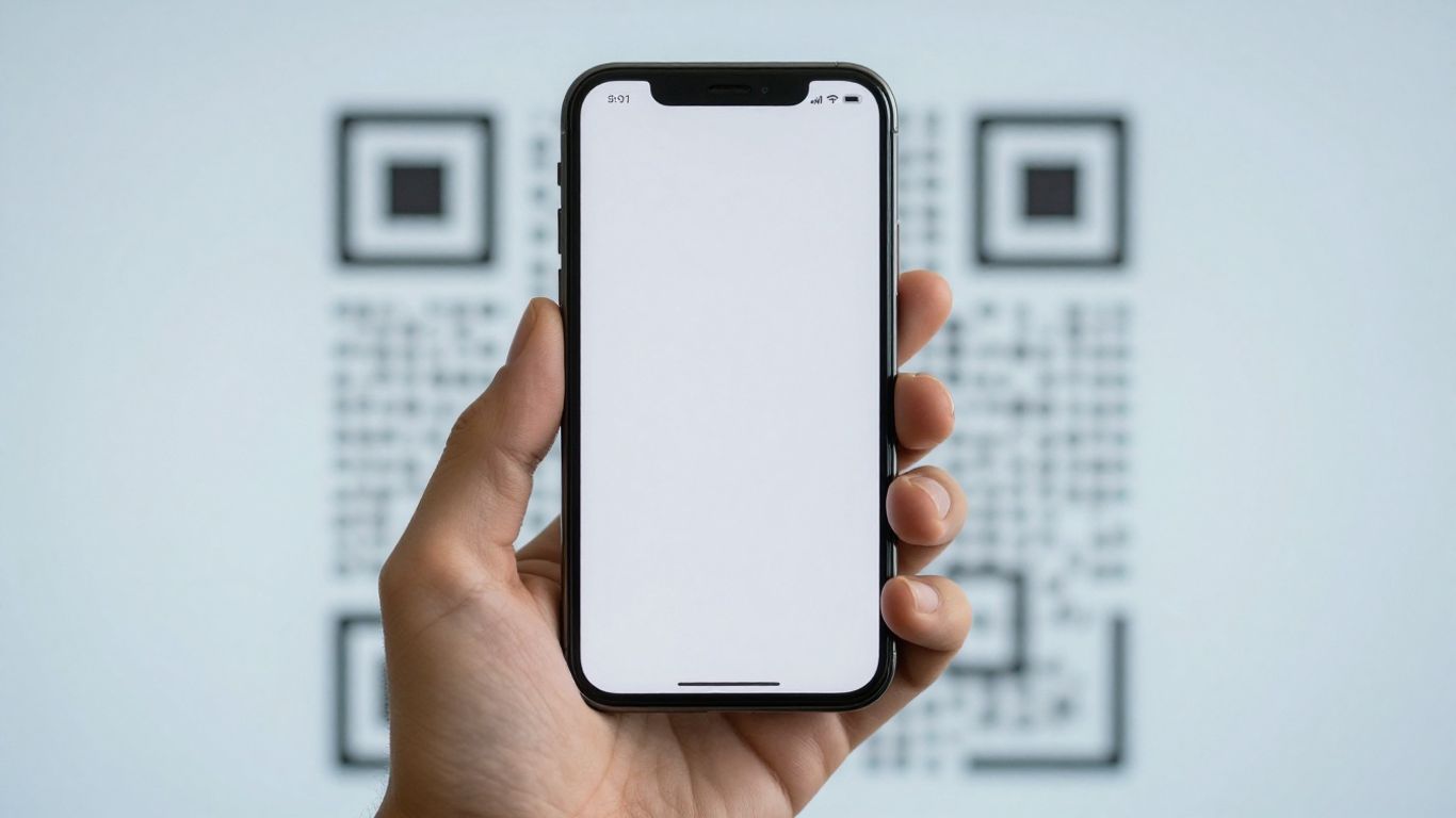 Smartphone screen with a QR code, ad-free.