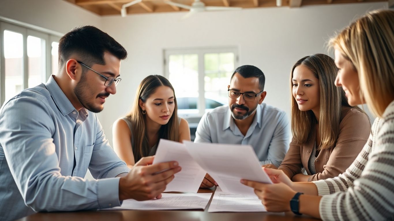 People reviewing insurance documents