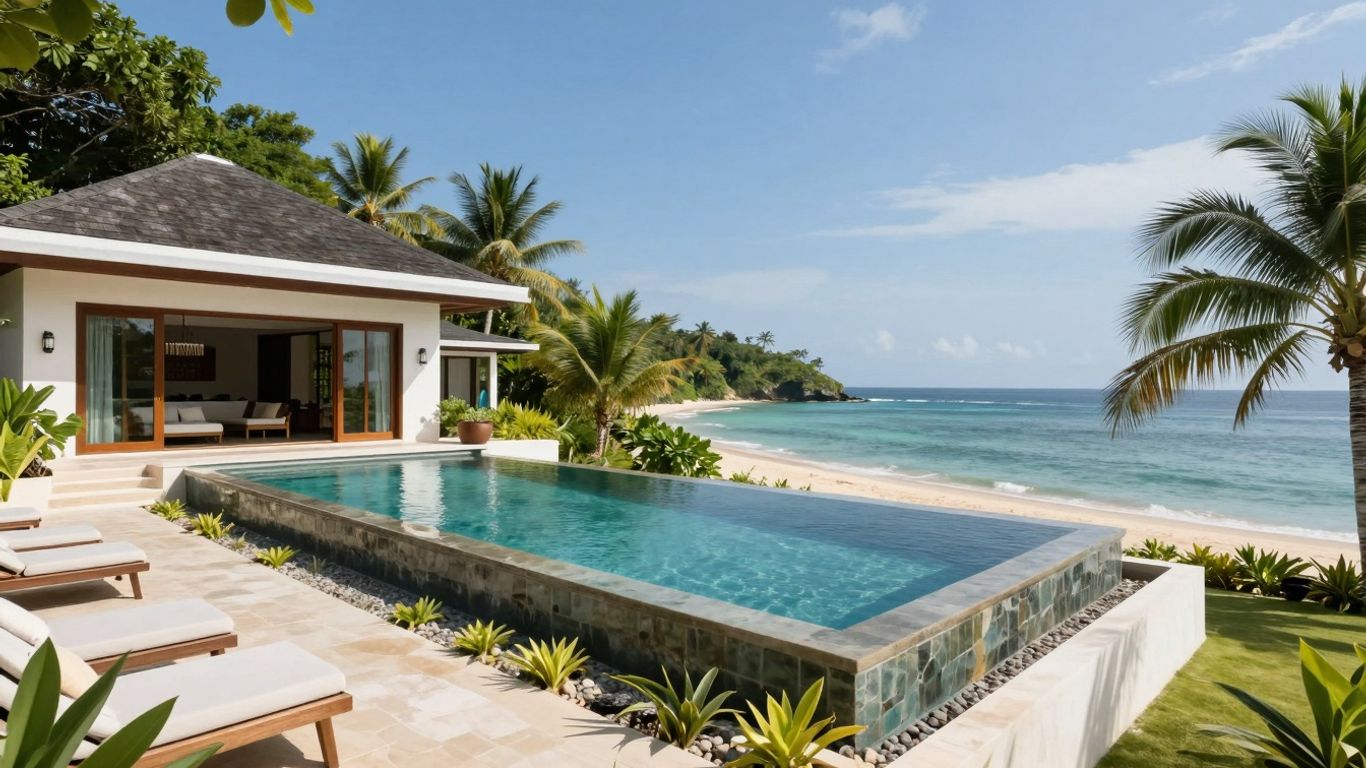 Luxury Sumba villa with infinity pool and ocean view.
