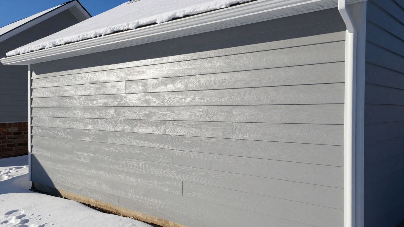 Insulated house siding in a cold weather setting.