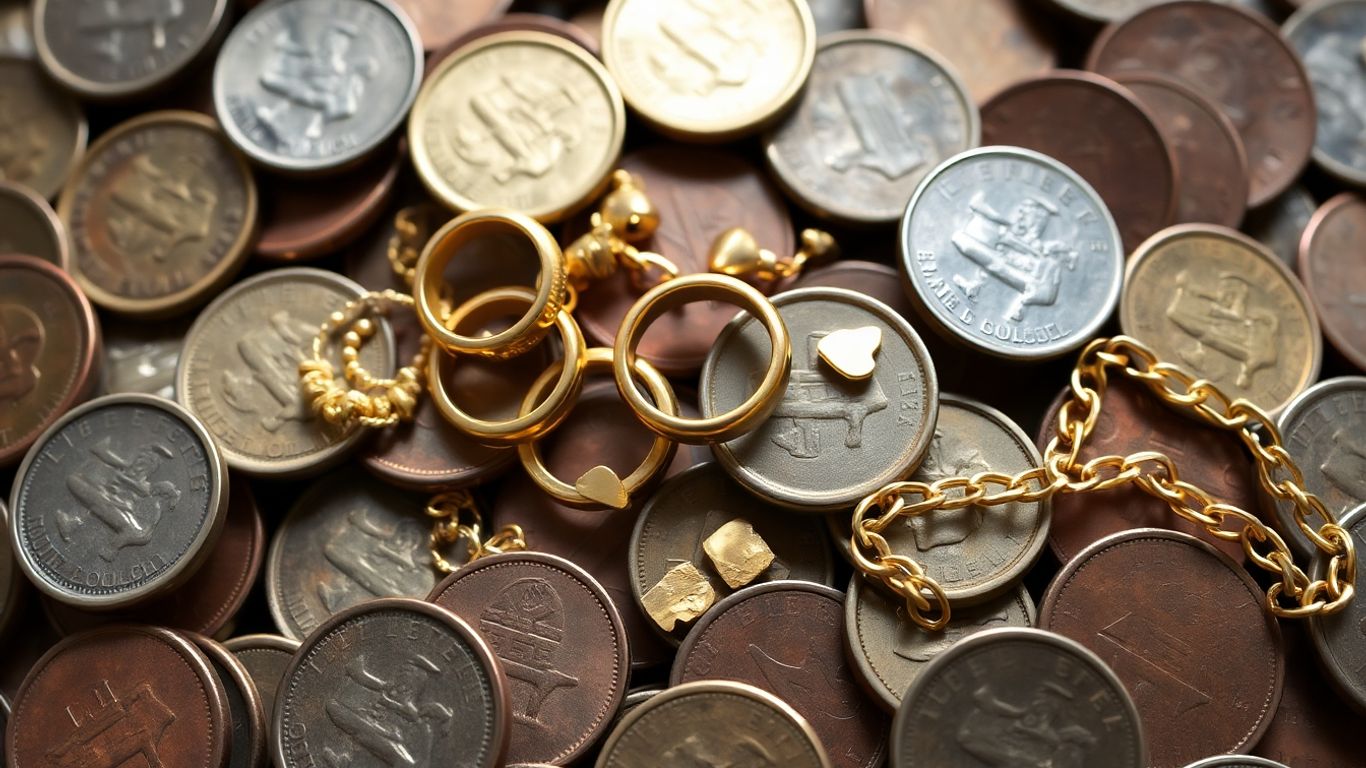Old coins and scrap gold jewelry