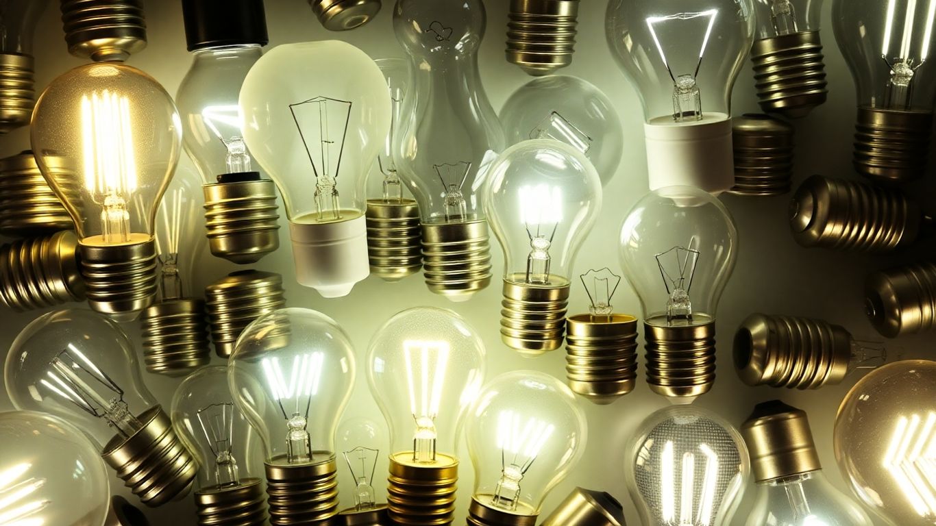 Various small light bulbs glowing warmly.