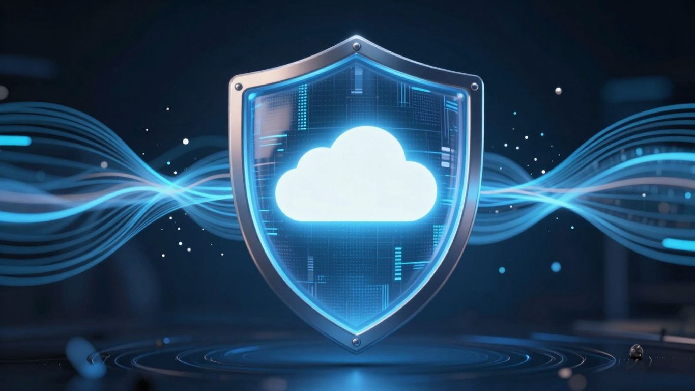 Digital shield protecting SaaS application from cyber threats.