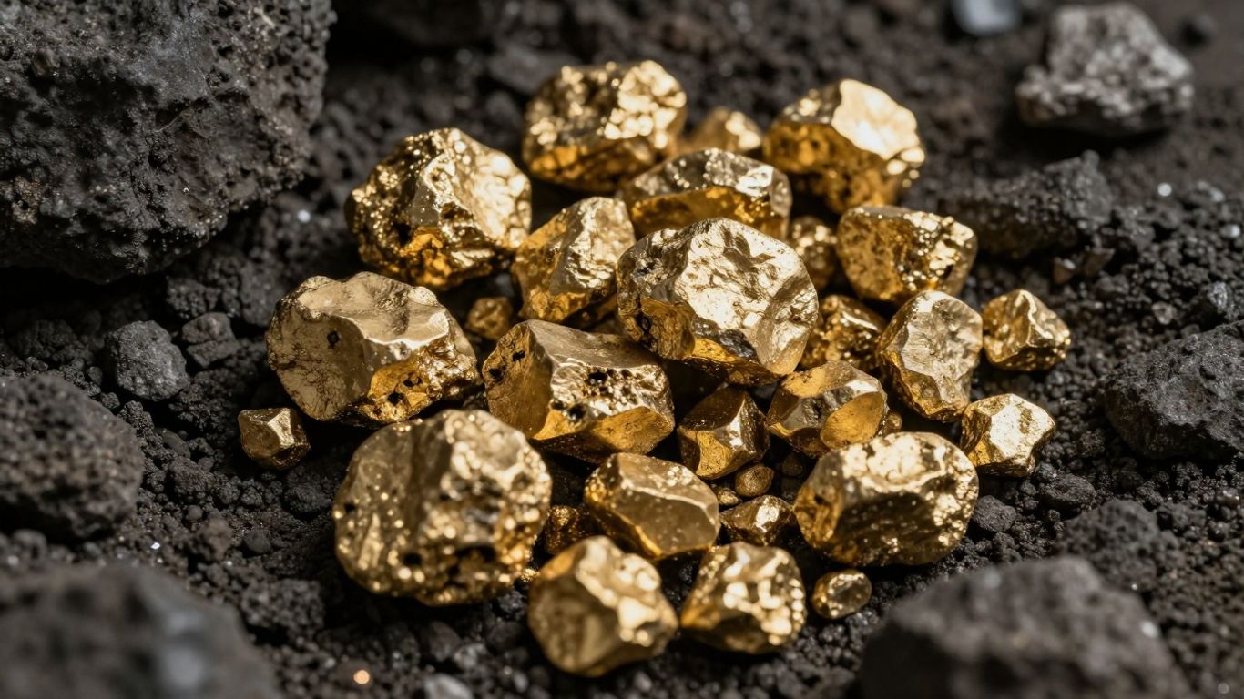 岩石矿石中的天然金块。