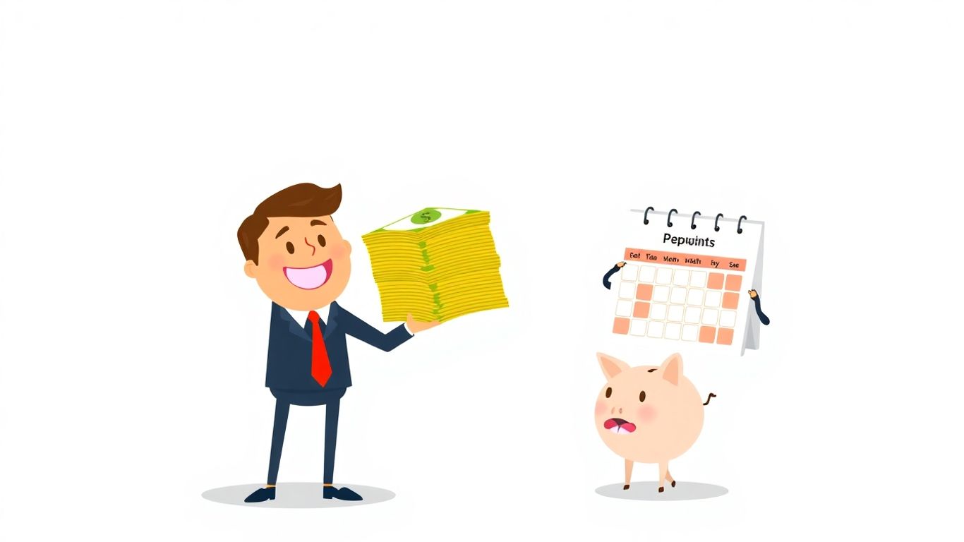 Federal employee with money and repayment illustration.