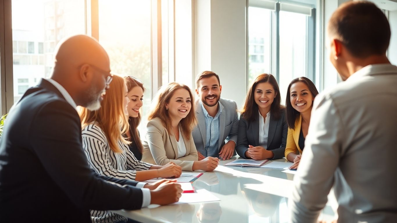 Business professionals in a meeting.