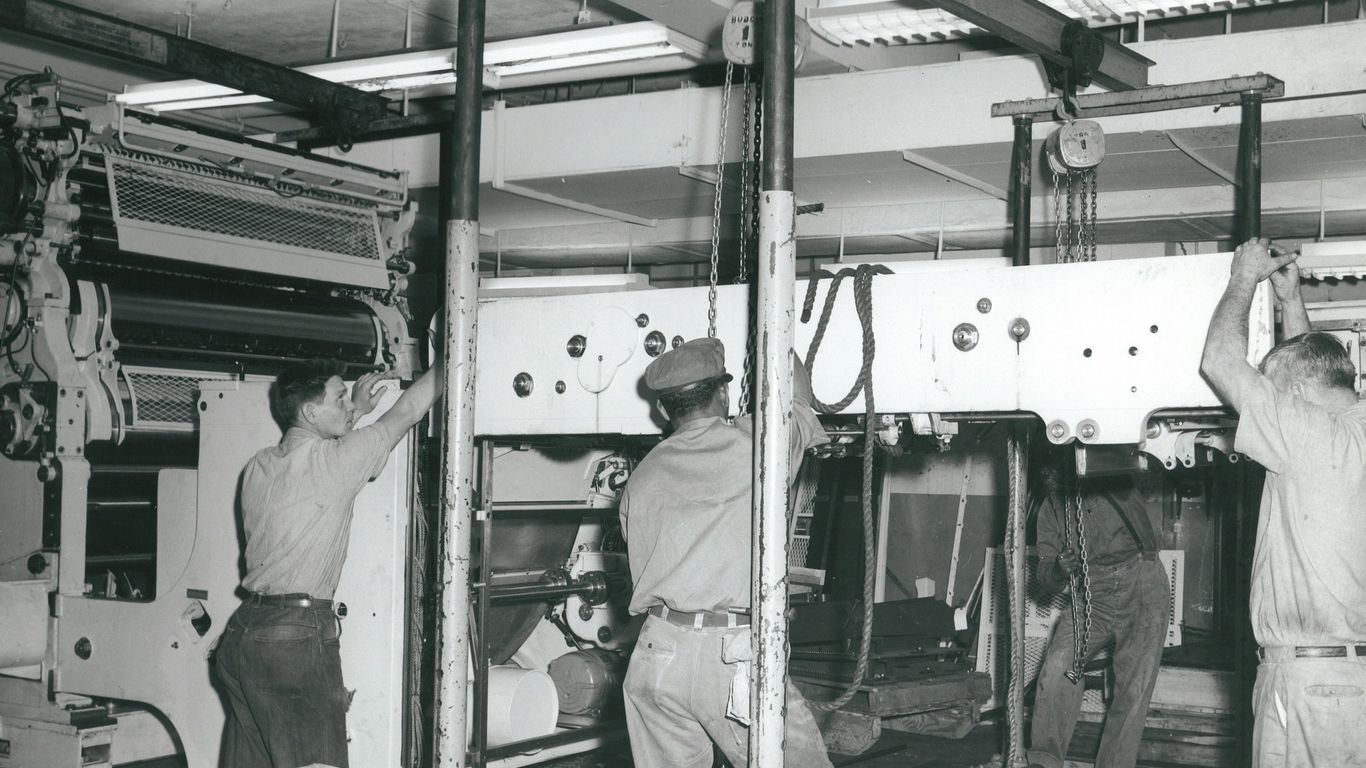grayscale photo of working people