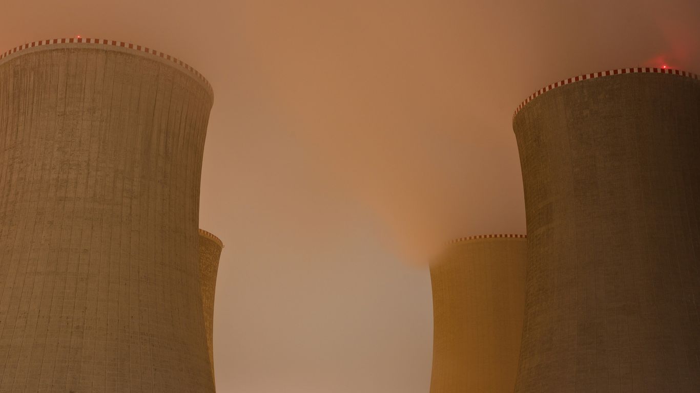 a couple of large towers sitting next to each other