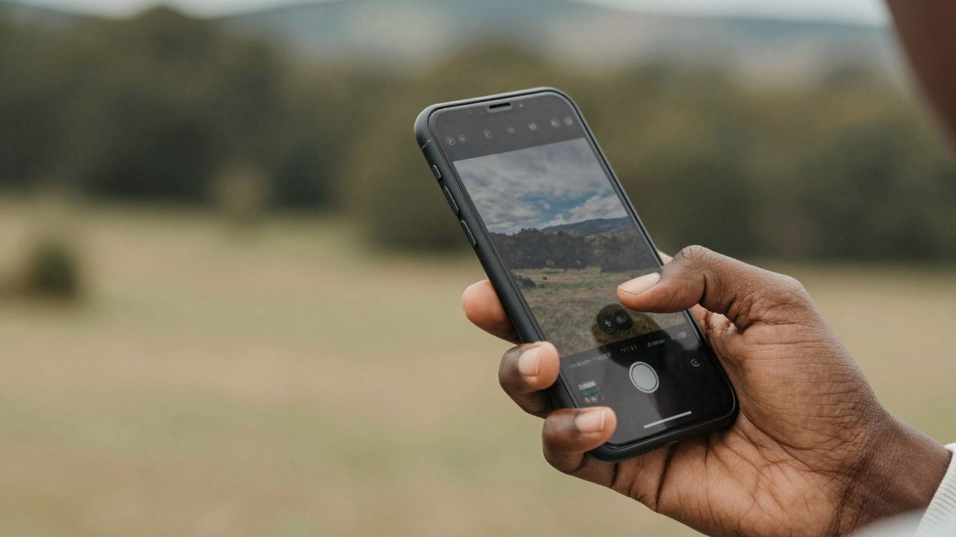 Person using phone to write a photo caption
