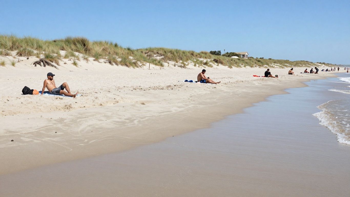 Zonnig strand met duinen en zee bij Bloemendaal