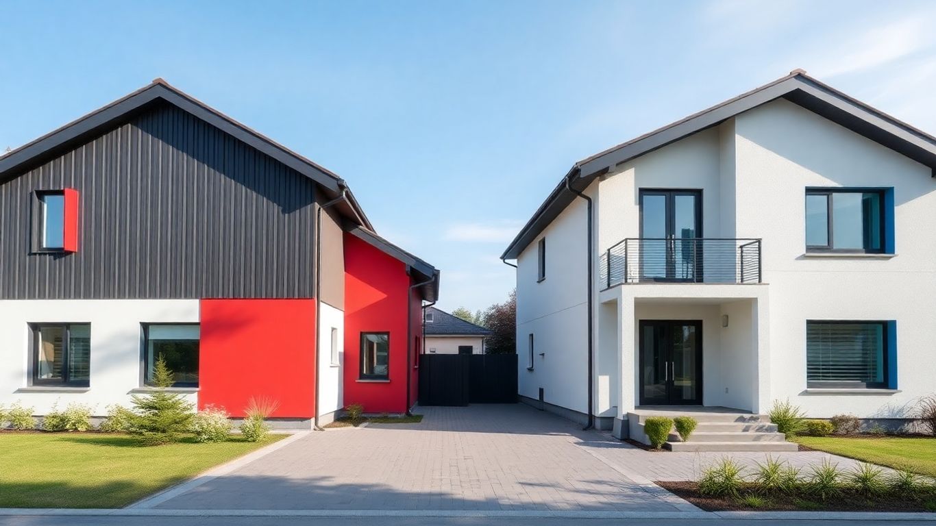 Dos casas modernas representan seguros de hogar en 2025
