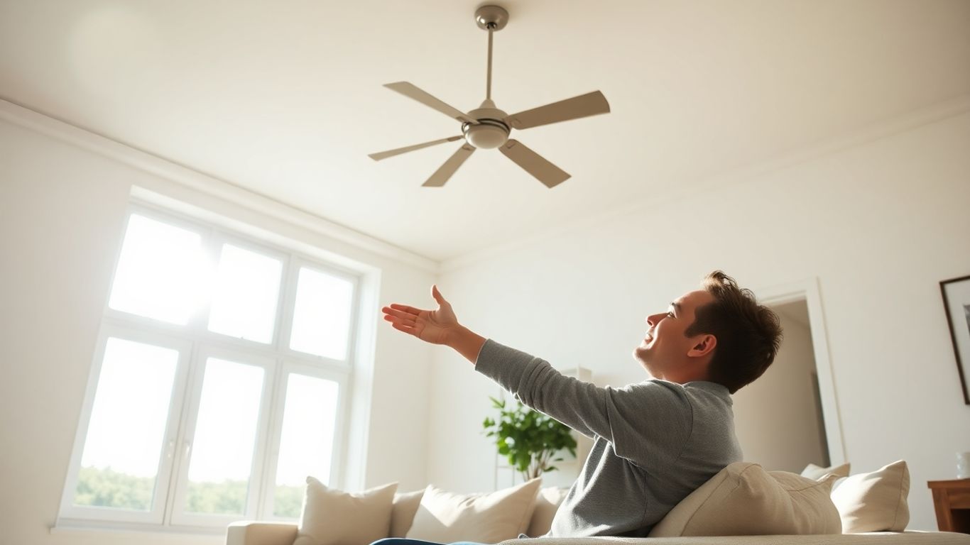 Ventilateur brasseur d'air rafraîchissant un salon moderne